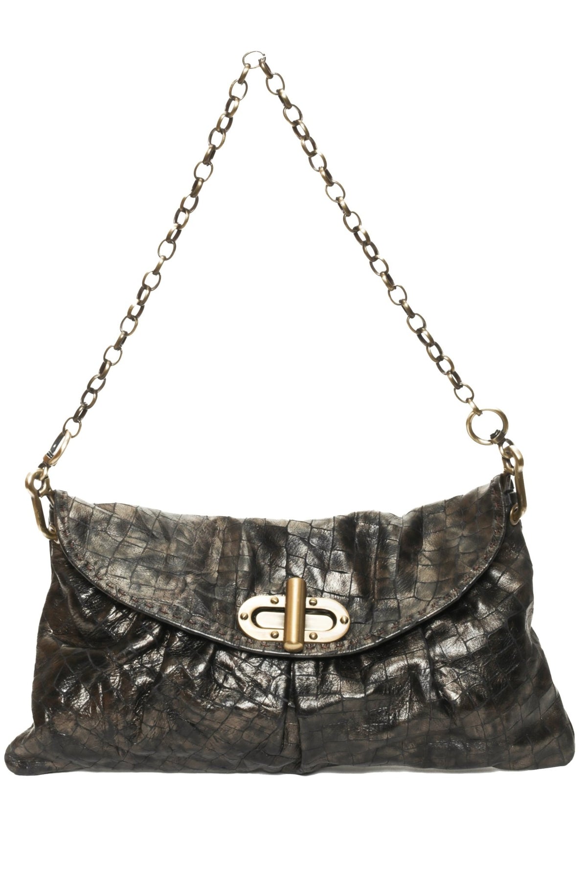 AMELIA Pewter Croco - Carla Mancini Handbags