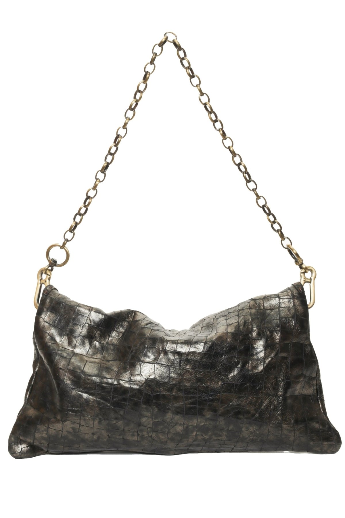 AMELIA Pewter Croco - Carla Mancini Handbags