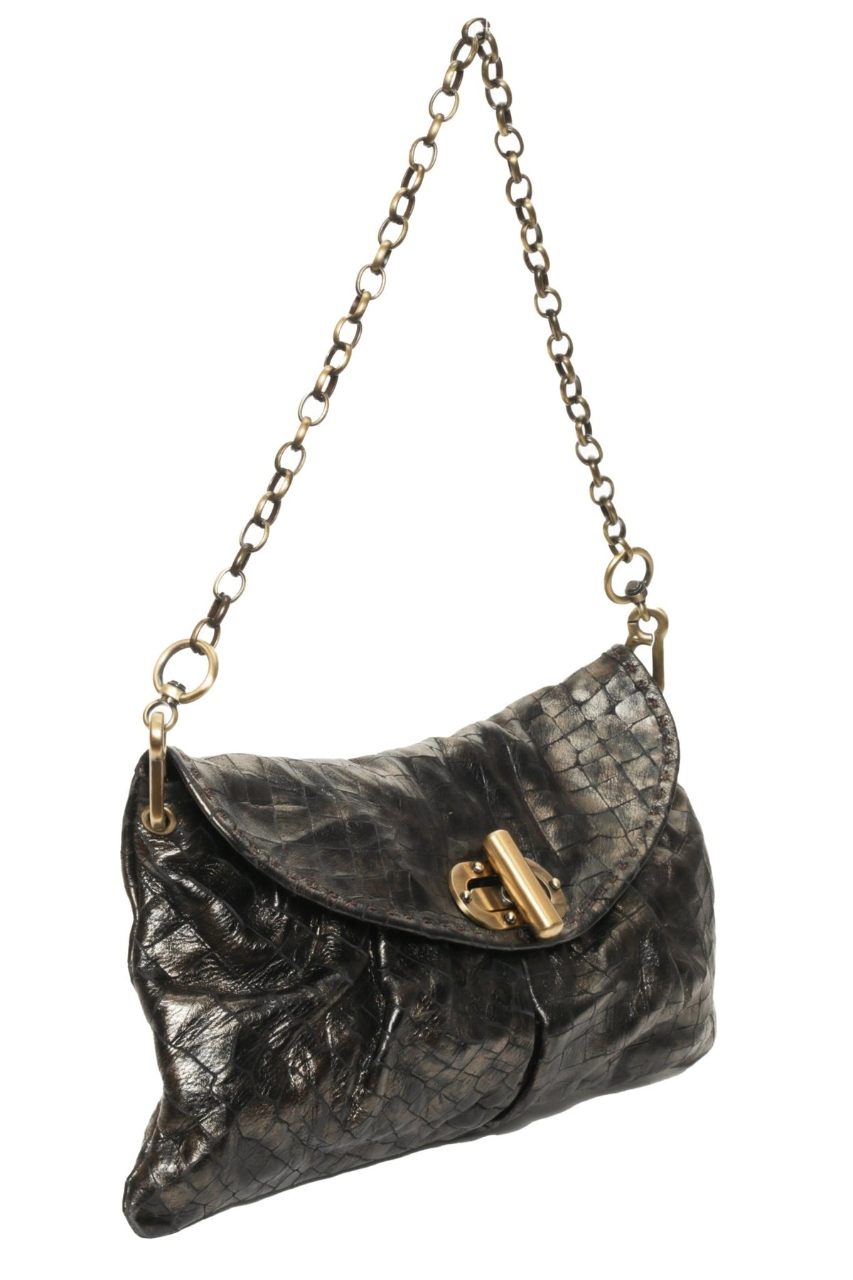 AMELIA Pewter Croco - Carla Mancini Handbags