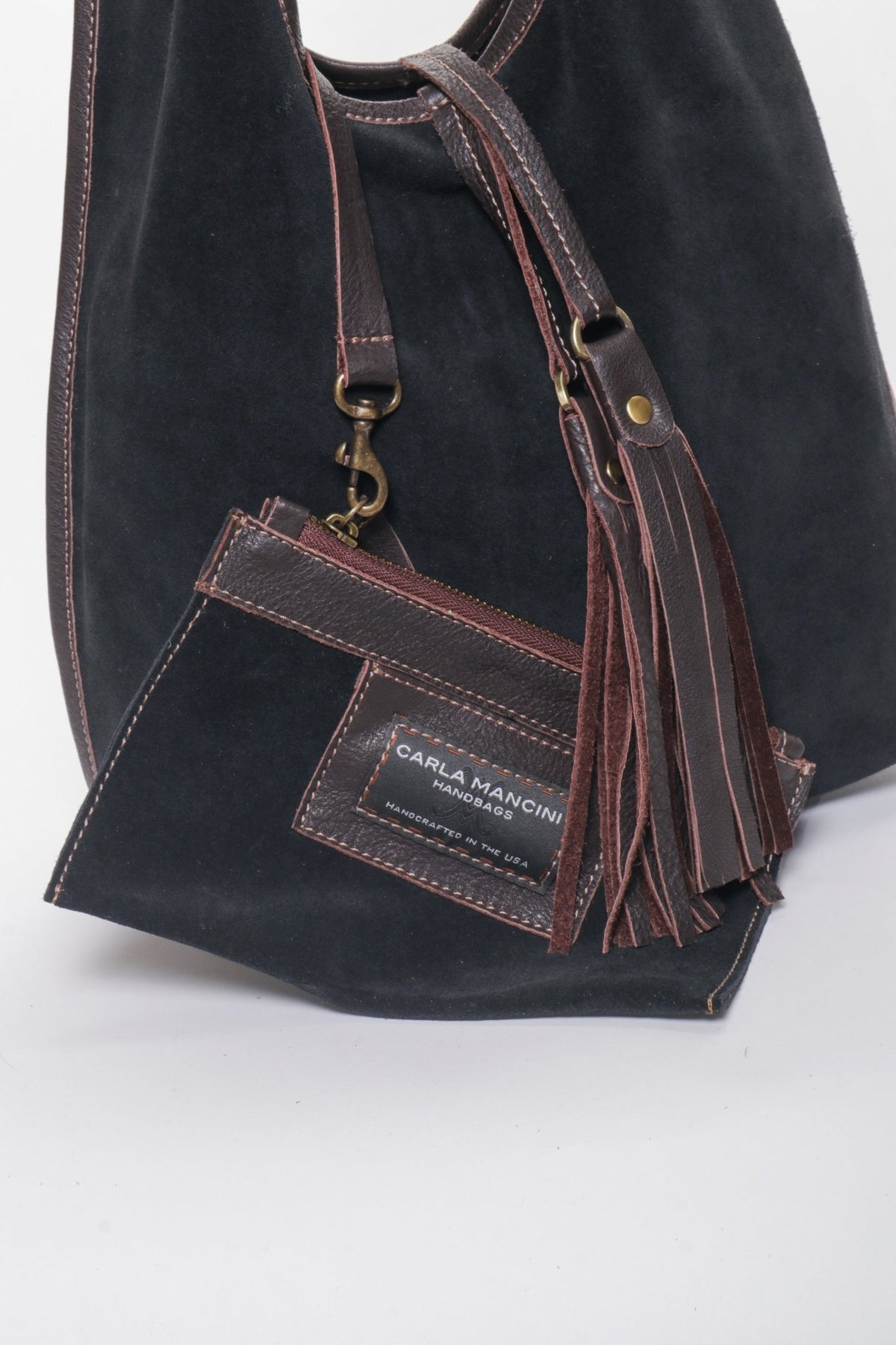 MONICA Black Suede - Carla Mancini Handbags