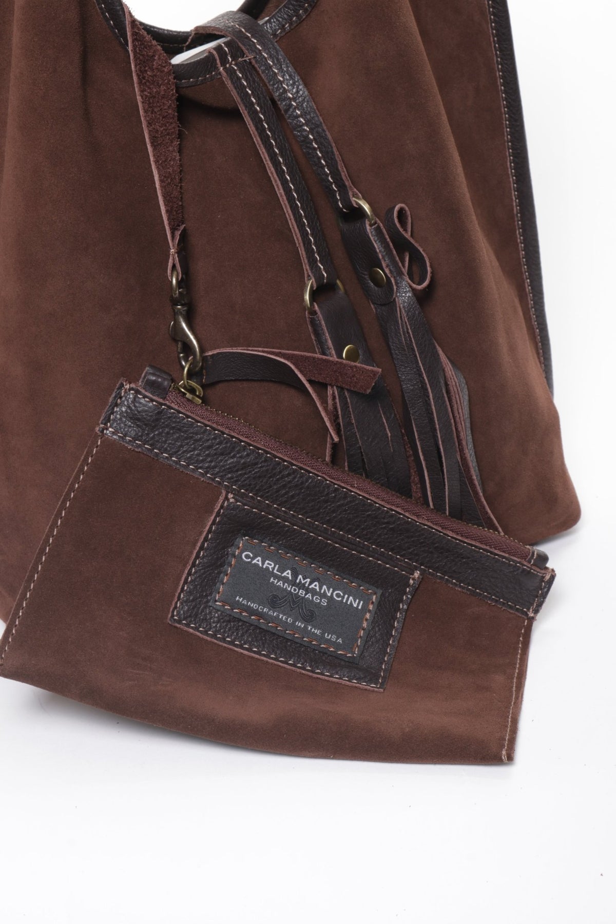 MONICA Brown Suede - Carla Mancini Handbags