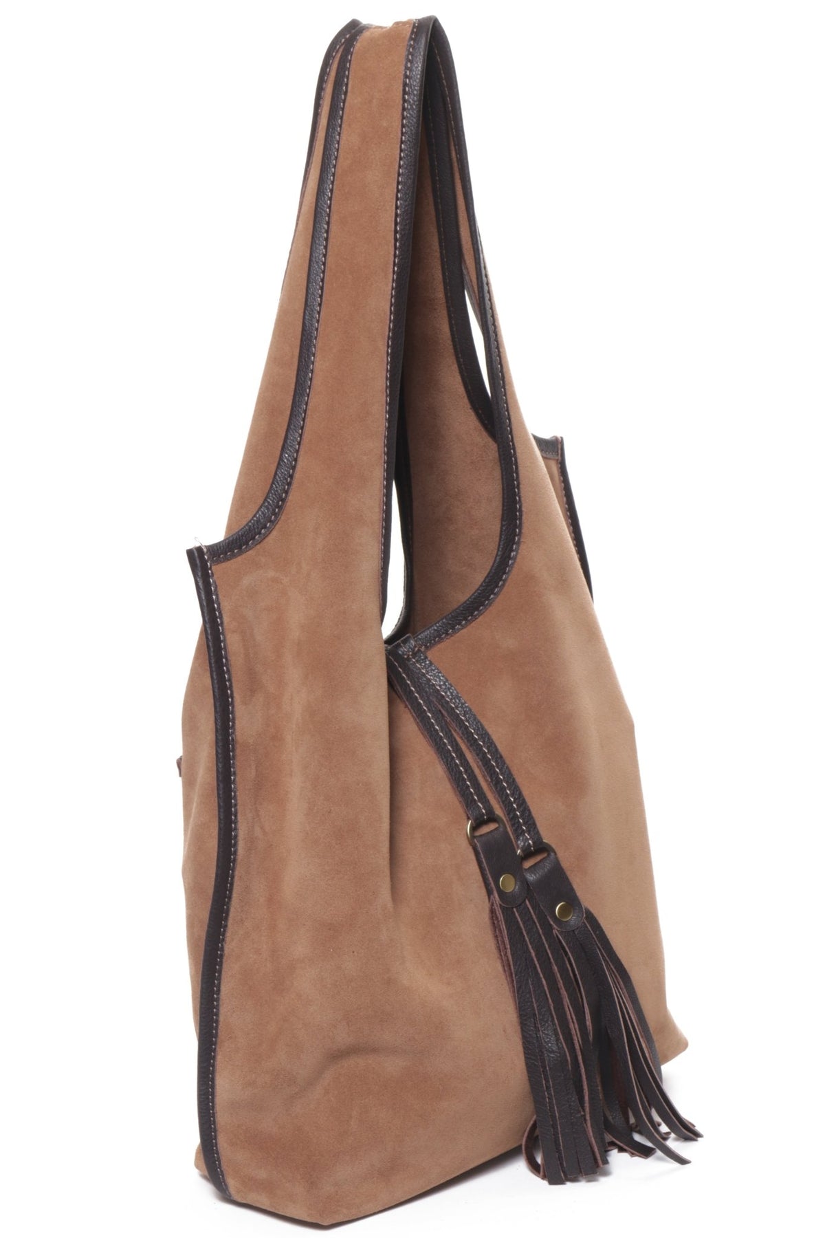 MONICA Camel Suede - Carla Mancini Handbags