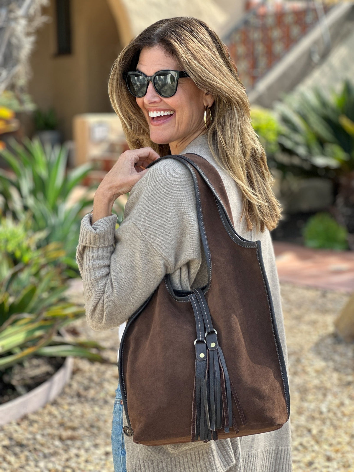 MONICA Olive Suede - Carla Mancini Handbags