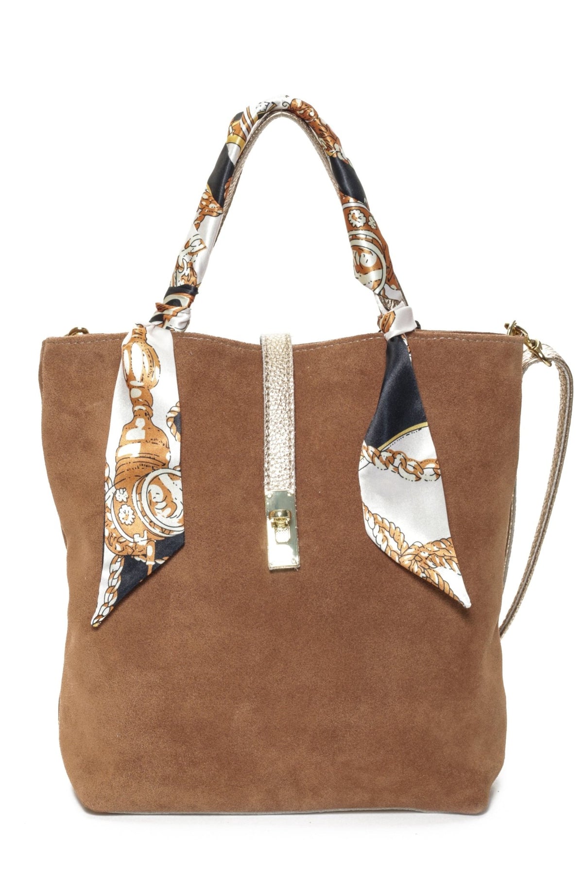 SIENNA Camel Suede - Carla Mancini Handbags