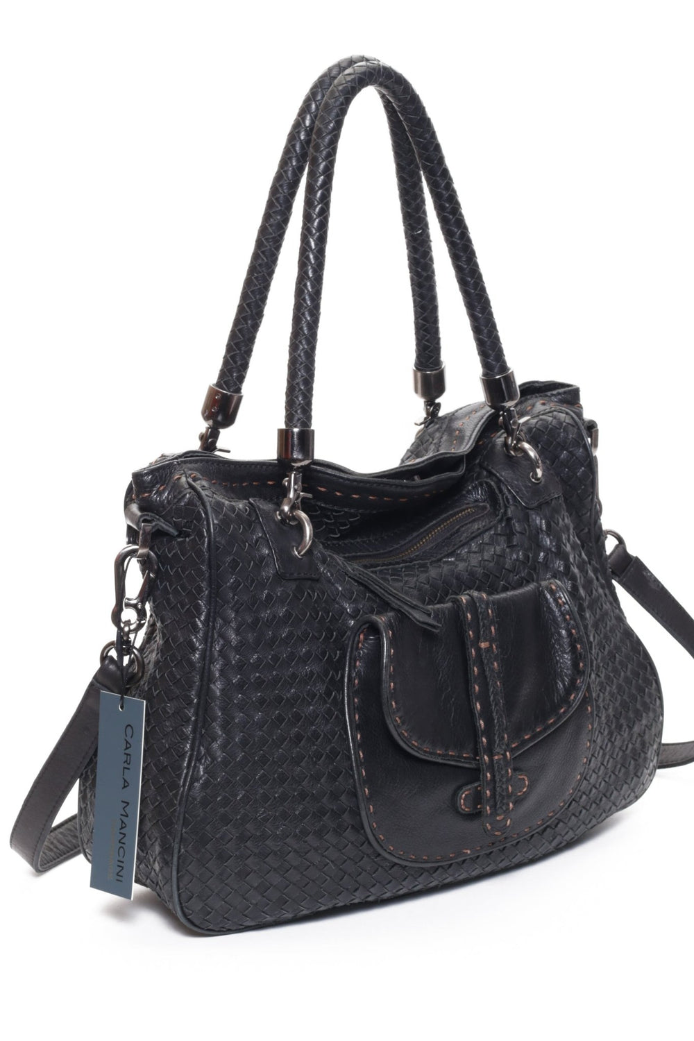 CINDY Black Woven - Carla Mancini Handbags