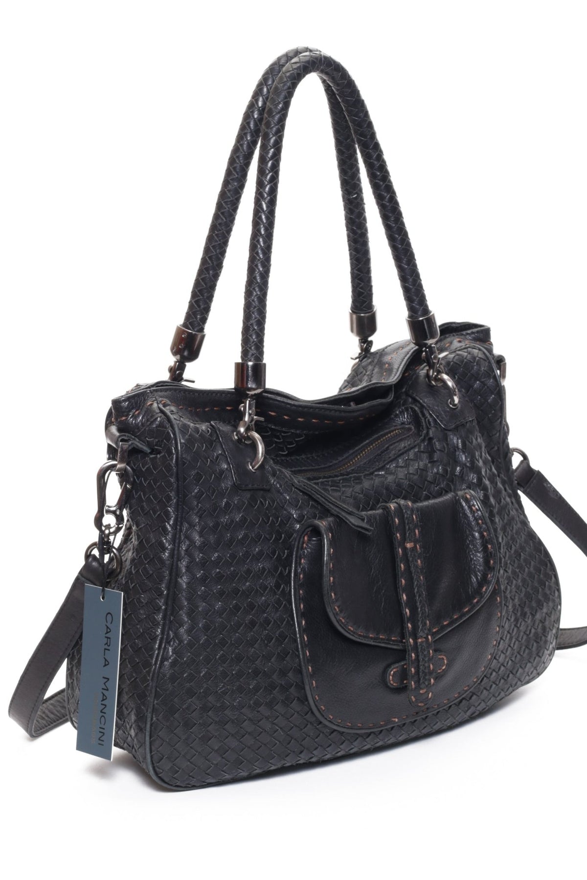 CINDY Black Woven - Carla Mancini Handbags