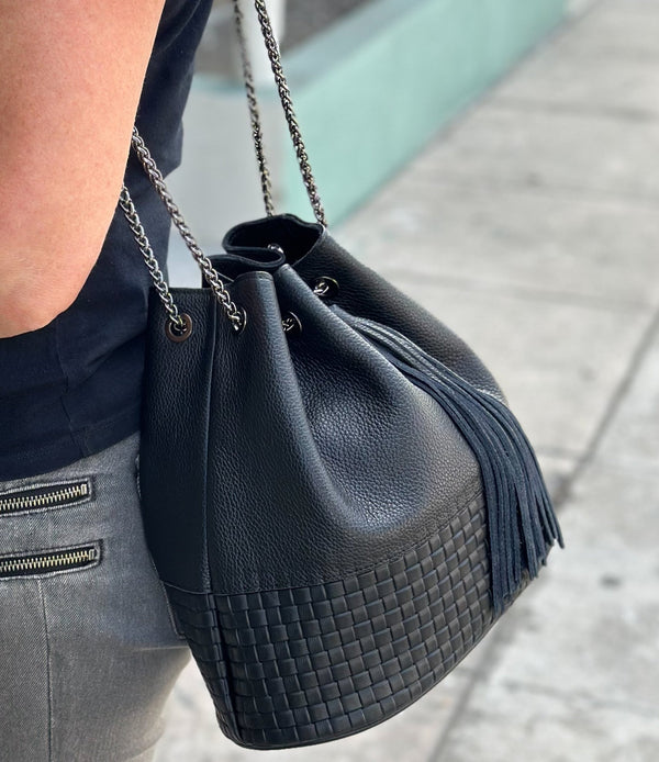 HARPER Black Woven - Carla Mancini Handbags