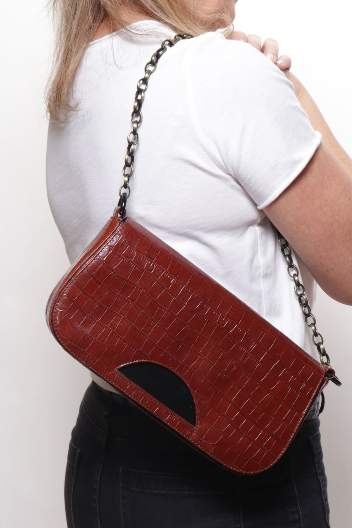 JILL Brown Croco - Carla Mancini Handbags