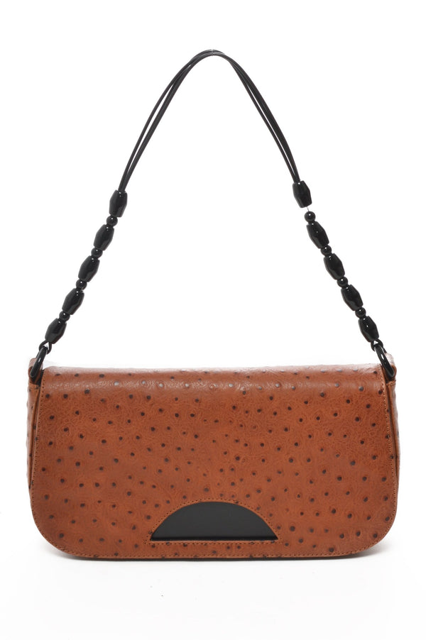 JILL Tan Ostrich Print - Carla Mancini Handbags