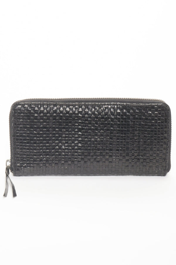 LARGE WALLET Black Woven - Carla Mancini Handbags