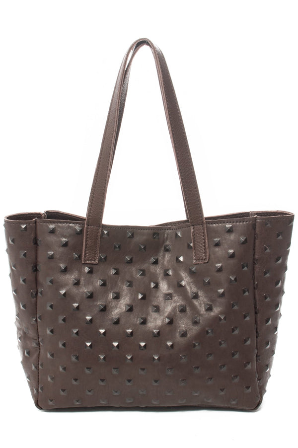LINA Chocolate Studs - Carla Mancini Handbags