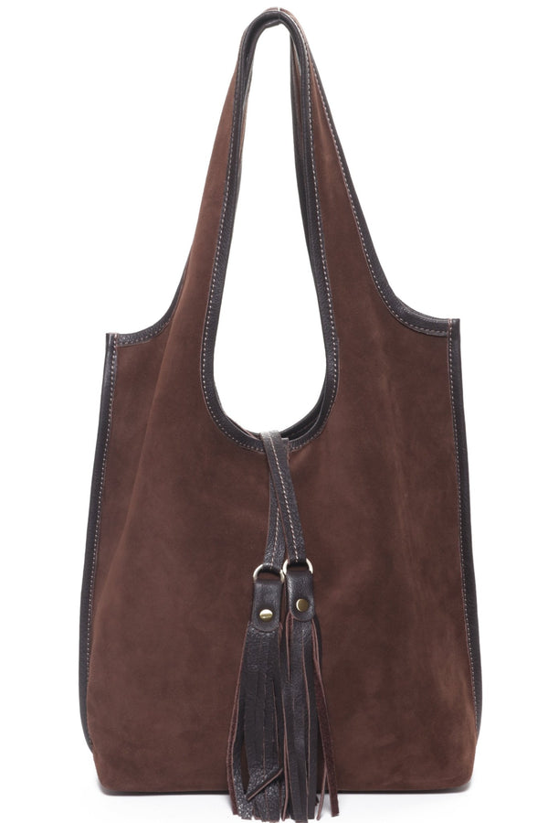 MONICA Brown Suede - Carla Mancini Handbags
