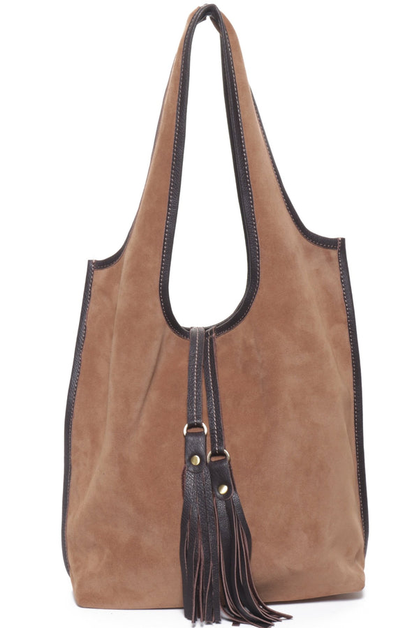 MONICA Camel Suede - Carla Mancini Handbags