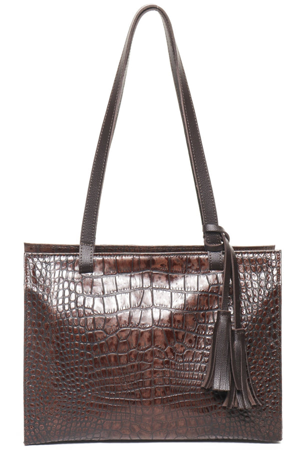 MONTEREY Brown Croco - Carla Mancini Handbags