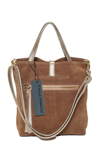 SIENNA Camel Suede - Carla Mancini Handbags
