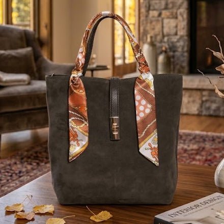 SIENNA Chocolate Suede - Carla Mancini Handbags