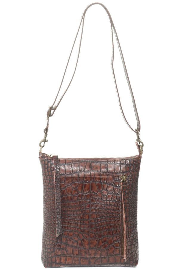 EMMA Brown Croco - Carla Mancini Handbags