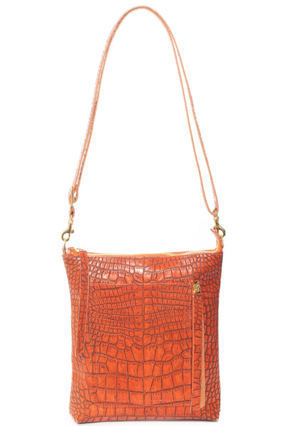 EMMA Orange Croco - Carla Mancini Handbags